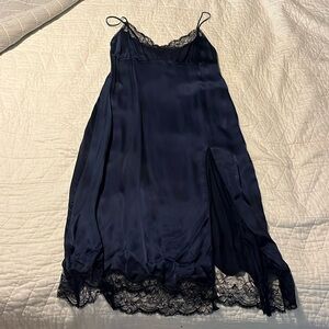 Wilfred Ophelia Midi navy blue satin dress